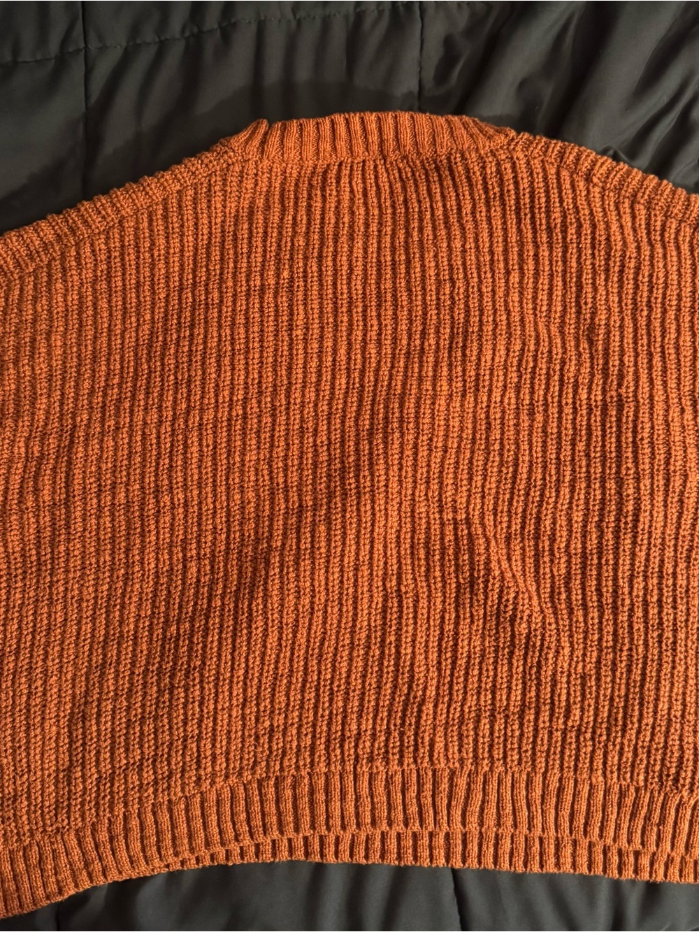 Abercrombie & Fitch 100% cotton textural crew sweater in color rust red - Picture 4 of 7